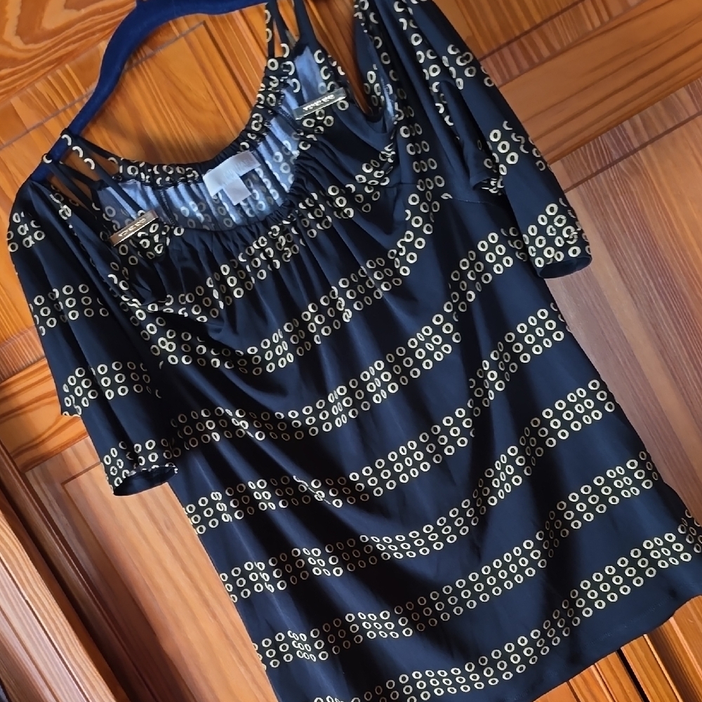 NWOT Michael Kors Black and Gold Women's Top